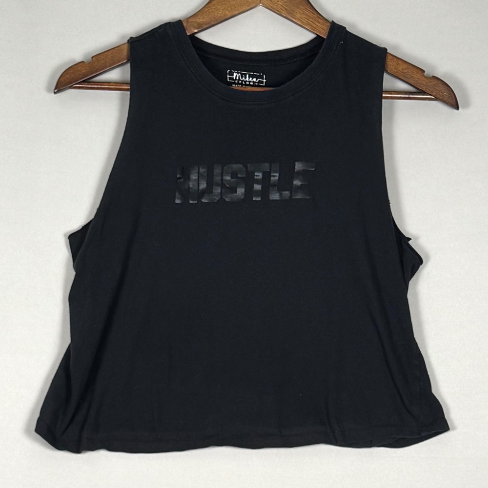 Miken Flow Muscle Tank Top Womens Large Black Hustle Graphic Sleeveless Top